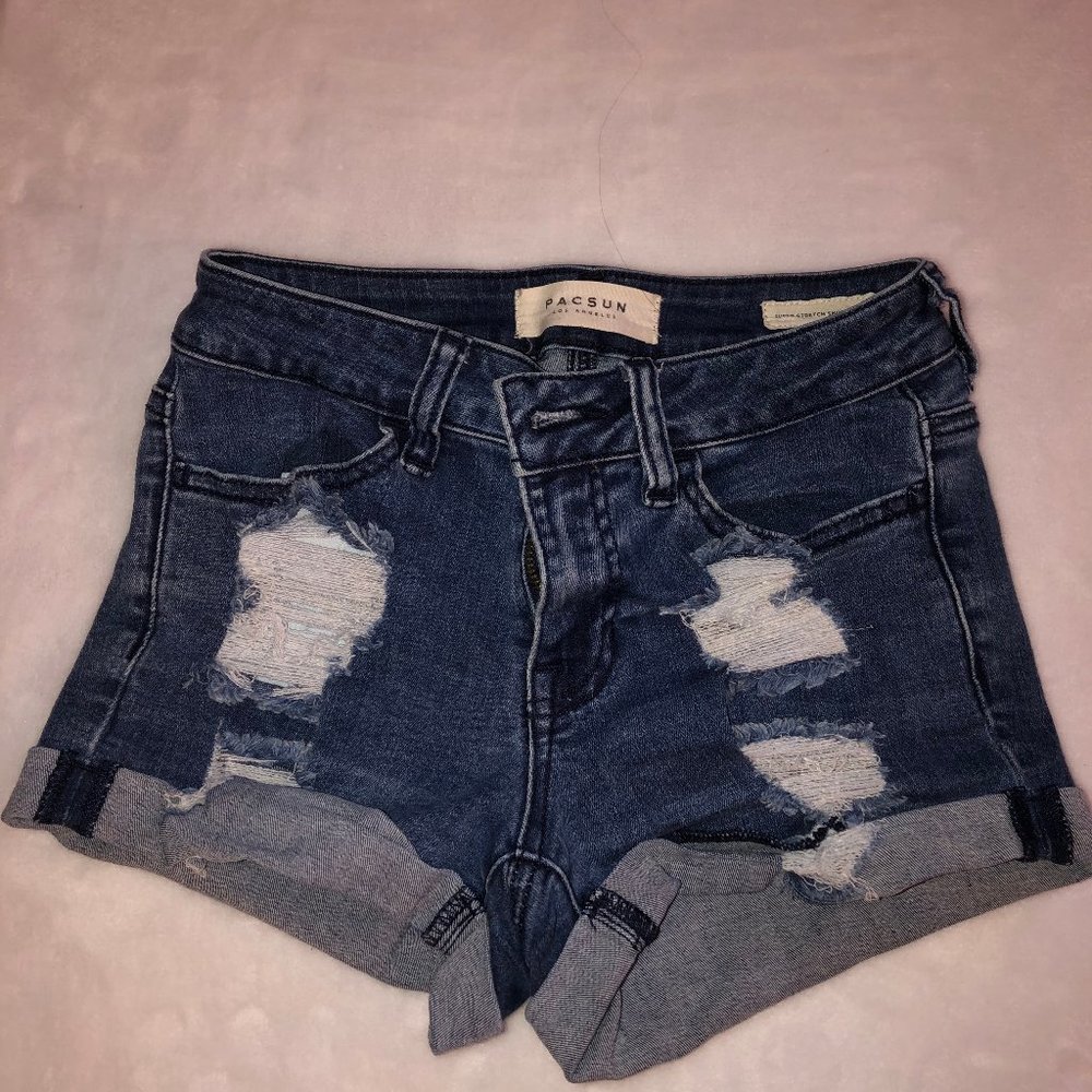 Pacsun Dark Denim Super Stretchy Shortie Shorts